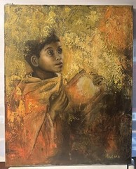 YOUNG ALTER BOY PRAYING OIL PAINTING SIGNED PAULSON