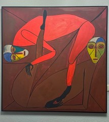 Acrylic Paints and Charcoal, Framed, 120 x 5 x 120 cm