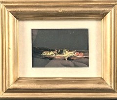 Original Acrylic On Feather Framed Fruit Still Life Gold Frame Judith Klein 05