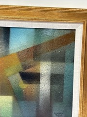 Mid Century Painting Abstract Gordon Barr California Modernist 1960’s Cubism