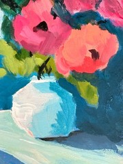 Floral Still Life Original Acrylic Painting 9×12 Wall Art R Stevens
