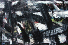 Modernist LARGE ABSTRACT PAINTING Expressionist MODERN ART EXODUS by FOLTZ