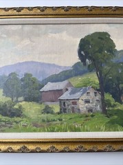 ANTIQUE LANDSCAPE PAINTING AMERICAN WPA ERA California Pennsylvania Ben Marcune