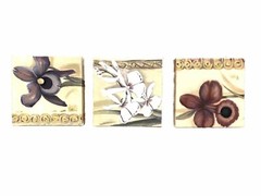 Botanical Floral Canvas Wall Art Set of 3 Flower Prints Farmhouse Floral 7 x7″