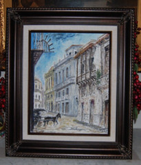 FRAMED SIGNED ORIGINAL OIL COLONIAL HAVANA STREET SCENE, CUBA ARTIST HECTO VIDAL