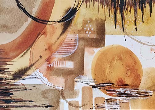 Earthen Echoes 1, Abstract Original Painting, 5×7 Inch Unframed Art AMBER K