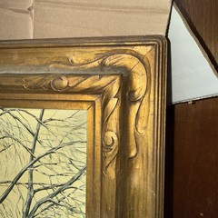 Erik Lönsjö Swedish Oil/canvas Landscape Painting On Carved Frame Needs Cleaning