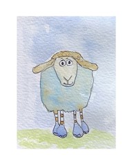 ACEO By Kenna Original Watercolour Painting Sheep 2.5” X 3.5” Signed ÀTC