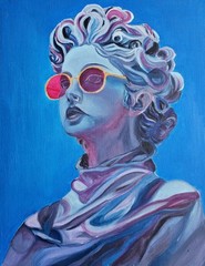 art 550 original painting OB 45×35 cm oil on canvas Athena modern women