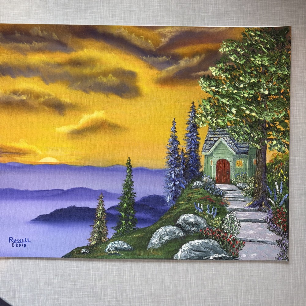 Oil Painting 16 X 20, ”Hillside Chapel”,￼paper print