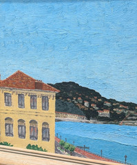 Early Michael Steele Churchman Painting 10″ x 13″ Seascape Signed M.S.C. 1951