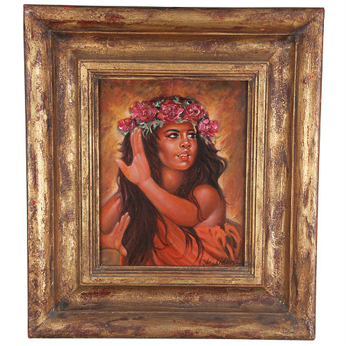 „Tahitian Dancer“ By Anthony Sidoni Signed Oil on Masonite 16 1/2″x14 1/2″