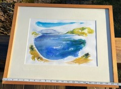 Watercolor Ink & Gouache Philip Frey “Late Afternoon Somes Sound” Maine Framed
