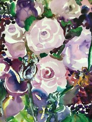 Purple roses 5.Original Watercolor Painting