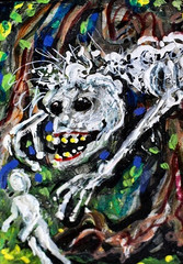 ACEO Original Painting Child NIGHTMARE Subconscious Dream Spirit Night Sleep ART