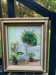 Vintage Original Oil Painting Signed Frances B. Brewer ’75 Southern Parlor Scene