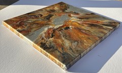 Acrylic Pour Painting 12×12 Canvas Abstract Fluid Art Handmade One Of A Kind