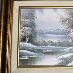 VTG Signed Taylor Original Oil On Framed Canvas Forest Landscape Winter Scene