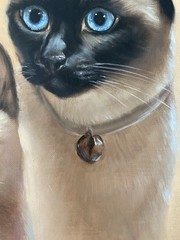 Nancy Carlyle Ca. Mid Century Siamese Cat Kitten Modern Portrait Animal Painting