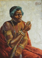 KENT COTTRELL 1887-? OIL PAINTING WOOD PANEL SIGNED LISTED SOUTH AFRICAN WOMAN