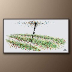 Painting 67″ Strawberry Field Oil Painting, Original HandMade Art, Modern Style