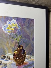 Grace Bracegirdle (1944 – 2023) „Quail Eggs And Carnations“ WC Painting – Framed