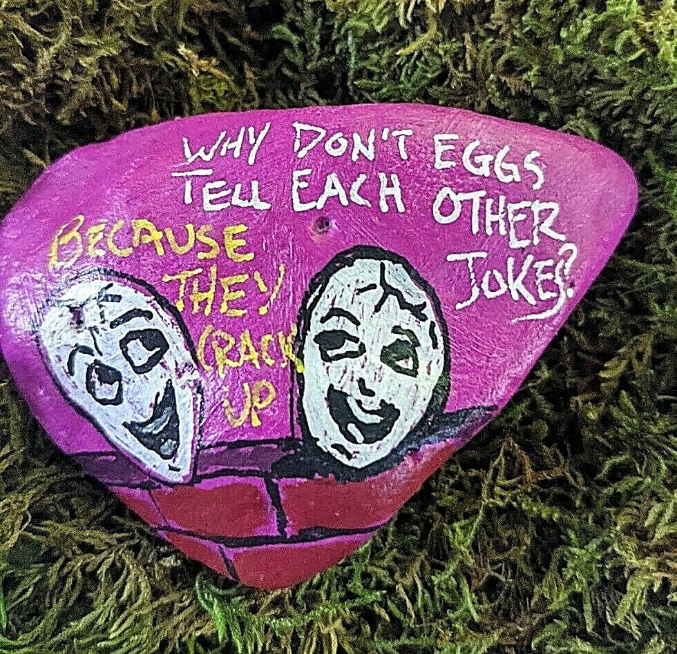 HAND PAINTED RIVER STONE ART “ Humorous Saying“ by Yellow Paw Collectible Rocks