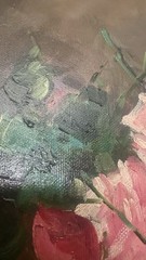 W. HONNER *GORGEOUS* STILL LIFE PINK ROSES IN A VASE – ORIGINAL OIL ON CANVAS