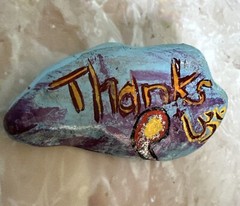 “Thanks” Hand Painted Rock With Acrylic /Stone Art ,Gift Ideas