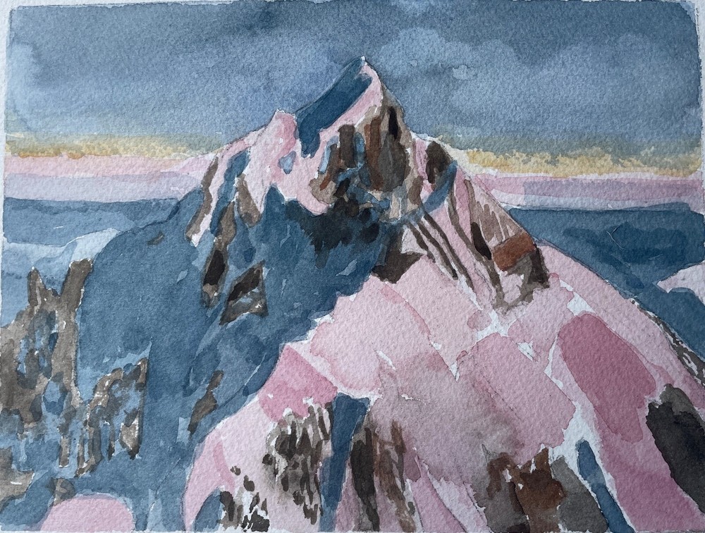 Mt. Cook/Aoraki, New Zealand / orig. W/C / 9″ x 12″ / Mimi Davis, Artist