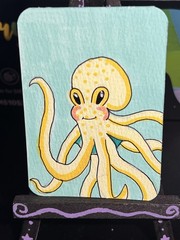 ACEO Original Acrylic Painting by Sillylilshop MDR Art Card Octopus