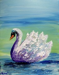 Swan 11×14 Canvas Original Artwork Elegant Modern Handmade Fine Art Decor Home