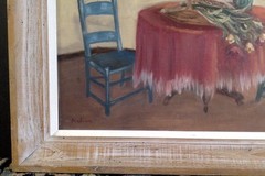 Oil Painting on Canvas American Domestic Genre Homef „Cozy Corner“ Framed
