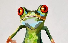 Frog goes for Shopping , 24×36 Hand painted on Giclee Canvas