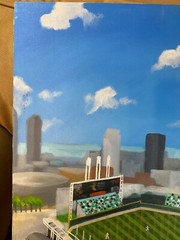 John McMahon „Jacobs Field Cleveland Ohio“ Oil Painting – Signed