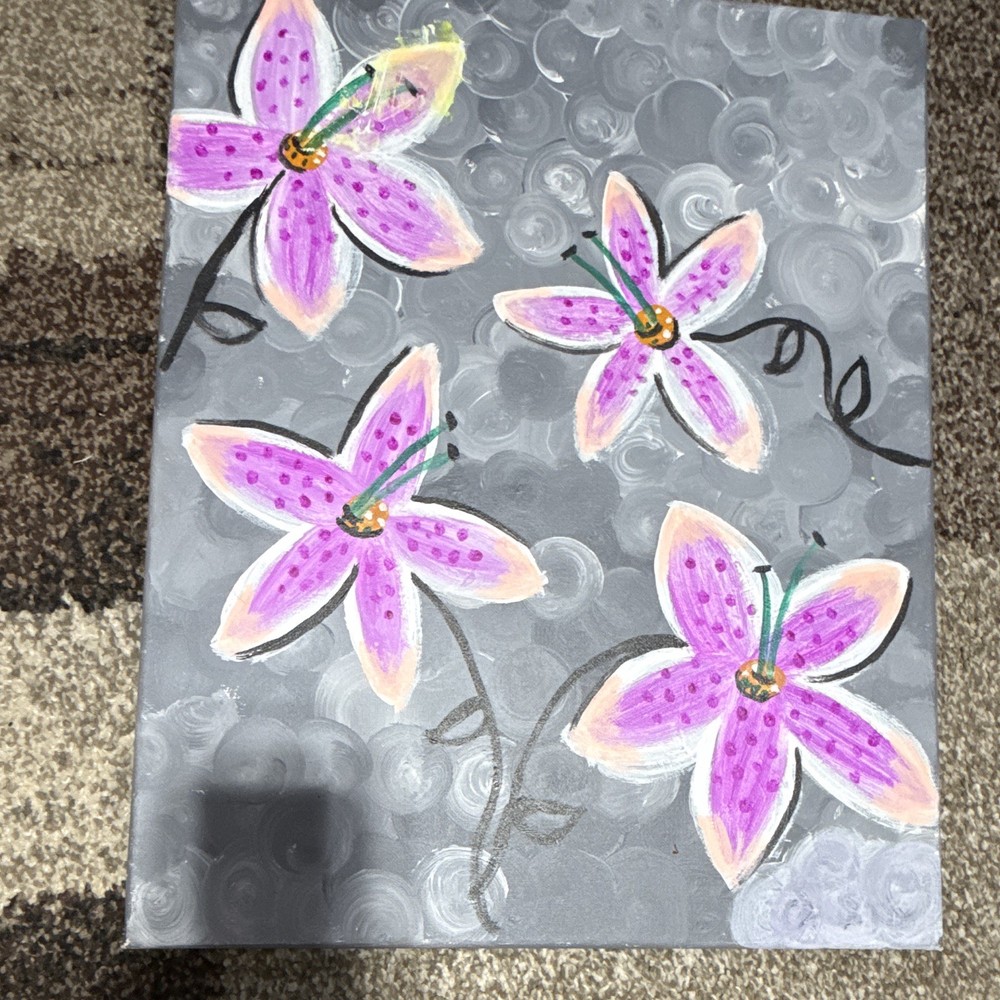 Floral Canvas Painting 16 x 20 in Unframed