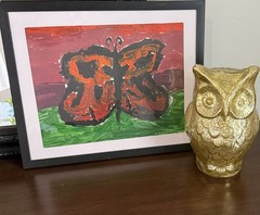 Original Butterfly Painting “Monarch Butterfly” Framed Art by Young Artist Age 8