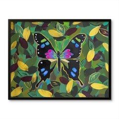 Original Expressionism 11X14 Butterfly Garden Handmade Signed Wall Art WP 17