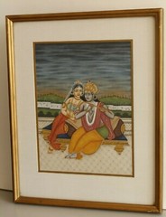 Radha Krishna Painting Of Radha Krishna Love Scene With Frame 11.5×14.5 Inches