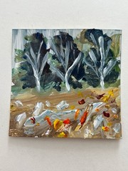 Abstract Trees Painting Grove Orchard Garden Artwork Wildflowers Meadow Wall Art
