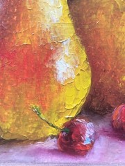 Original Oil Painting in Frame Pears Still life 4х4 in Miniature