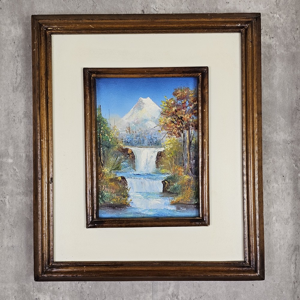 Original Oil Painting by Marcelo Pincay Mountain Landscape Waterfall Trees
