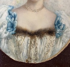 Watercolour And Gouache Signed Period Romantic Portrait A Woman French