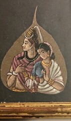 Set of 4 Vintage 1970s Framed Indian Oil Paintings on Real Fig Leaves. 9″ x 11″