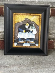 Original 8×10 Oil Painting Humorous Depiction Of Waiter Style “The Fat Chef”