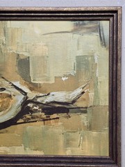 Vintage Mid Century Still Life Oil Painting Signed JP Orange Pitcher Corn 34×15