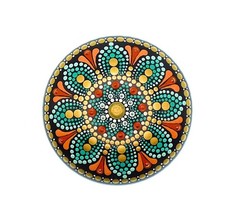 FREE SHIPPING Mandala Dotting Meditation Stone Hand Painted OOAK Signed Art
