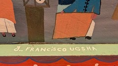 J. Francisco Ugsha Tigua Ecuador Folk Art Painting Signed Large 14×20