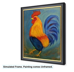 Original Rooster Painting 8×10 Farm Chicken Modern Wall Folk Art Decor Signed
