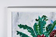 Pink & Green Still Life Vintage Oil Painting Signed Eric de Vienne